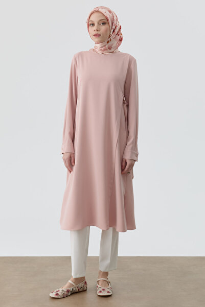 Tuğba Aller Detaylı Yan Bağlamalı Tunik - Pudra