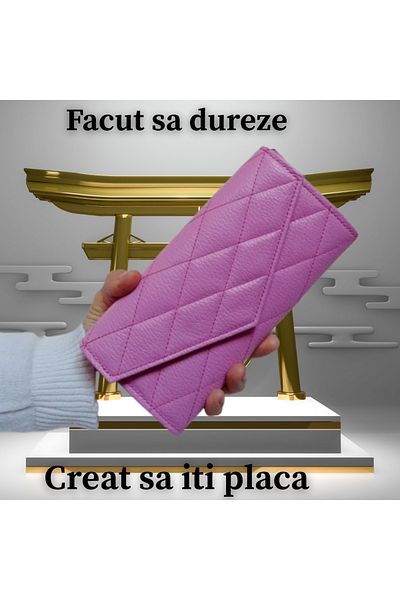 OEM Portofel dama, piele naturala, roz. accesoriu elegant pentru femei, handmade
