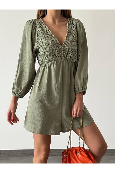 Melike Bakar Boutique Lace Detailed Shorts Jumpsuit