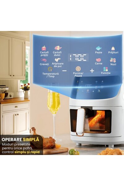 Full Abundance 2400W Air Fryer - Smart Control, NTC Temp, 8 Presets, 360° Uniform Cooking (White)