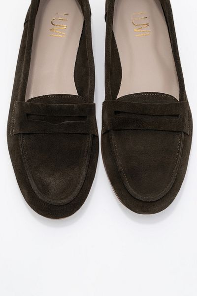 LuviShoes F02 Зелени велурени дамски мокасини от естествена кожа