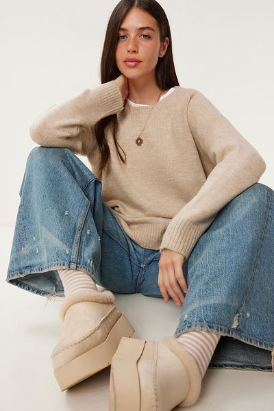 Happiness İstanbul Női Vibrant Cream Oversize kötöttáru pulóver PN00054