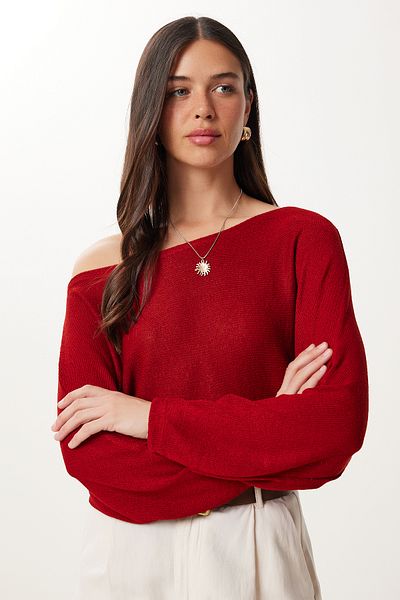 Happiness İstanbul Women's Tile Boat Neck Seasonal Knitwear Blouse Ub00412