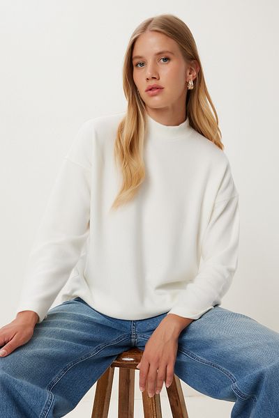 Happiness İstanbul Women's Ecru Soft Textured Basic Viscose Blouse Ub00414