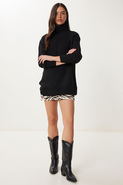 Happiness İstanbul Women's Black Turtleneck Sweater Er00052