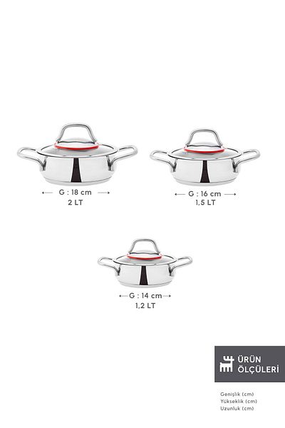 Karaca Emirgan 6 Piece Steel Pan Set with Induction Base