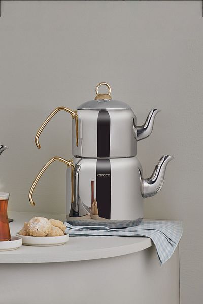 Karaca Esme Induction Base Teapot Set Midi Gold
