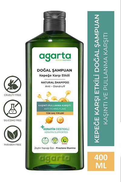 Agarta 400 ml Natural Anti-Dandruff Shampoo - VEGAN, SALT FREE
