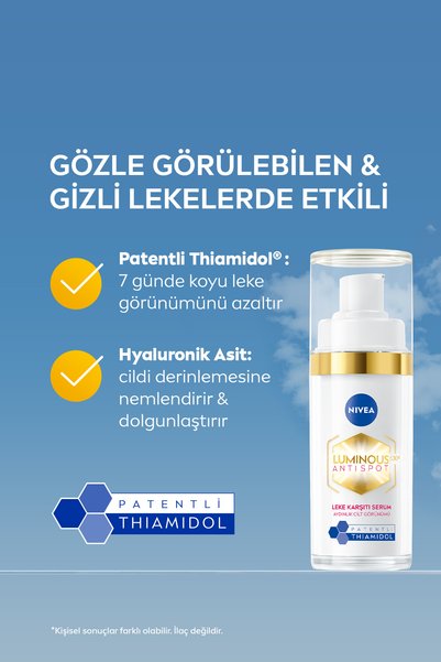 NIVEA Luminous630 Leke Karşıtı Yüz Serumu 30ml ve Gece Yüz Kremi 50ml,Lekeli Ciltler