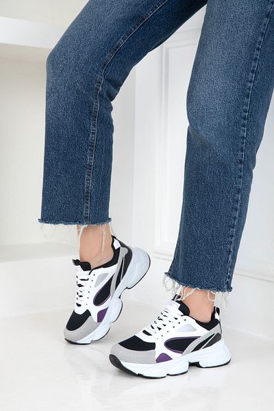 SOHO Pantofi de damă negru-alb-violet 20771