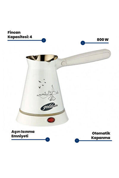 GOLDMASTER Sohbet Istanbul Desenli Paslanmaz Çelik  Elektrikli Cezve GM7324