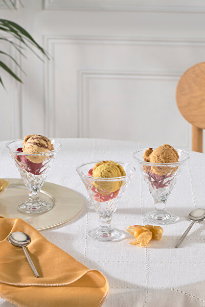 Karaca Pamela 3 Piece Glass Ice Cream Bowl 215 ml