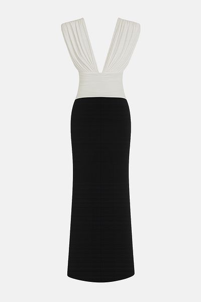Trendyol Collection Μαύρο-λευκό Μπλοκ Μαξί Φόρεμα TPRSS25EL00315