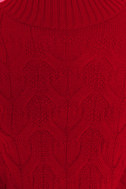 Trendyol Collection Red Crop Stand Collar Knitwear Sweater Twoaw22Kz1634