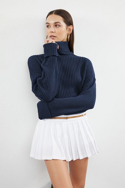 Trendyol Collection Indigo Crop Basic Knitwear Sweater Twoaw22Kz0223