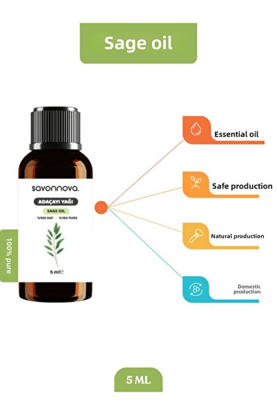 Savonnova Natural Sage Oil - 100% Pure, 5 ml