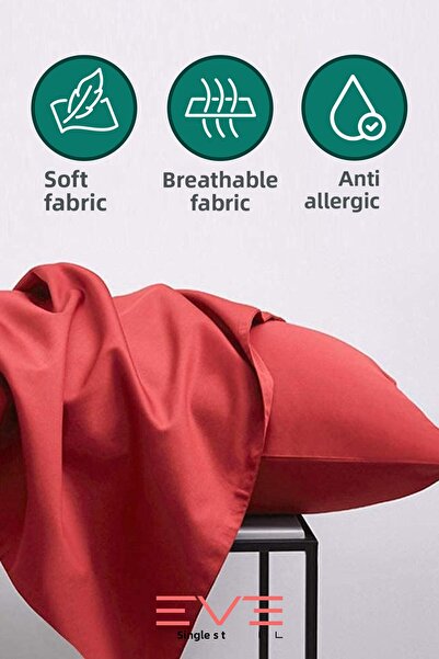 Eve Tekstil 2Pcs Ranforce Plain Cotton Antibacterial Washable Luxury Pillowcases 50X70Cm