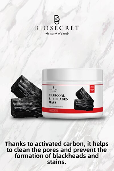Biosecret قناع الكولاجين الفحمي المضاد للمسام والعيوب والرؤوس السوداء 100 مل ...