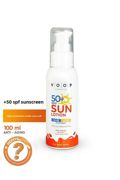 VOOP Body & Face Sunscreen Very High Protection 50 Spf - 100 ml |   Coenzyme Q10 and Hyaluronic Acid