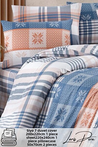 Larispera طقم غطاء لحاف مزدوج من القطن بطباعة رانفورس مقاس كينج