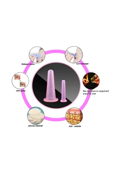 Generic Brand Vacuum Cupping Facial Massage Suction Cup Set of 2 Anti Cellulite Pink