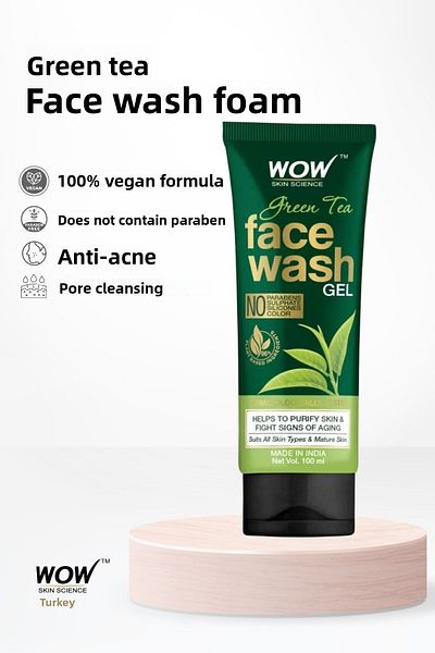 WOW Skin Science Green Tea Extract Face Wash Gel 93.7% Natural Ingredient 150 ml