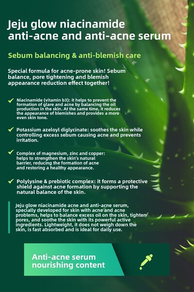 JEJU GLOW Anti-Blackhead and Acne Serum 30ml - Niacinamide Zinc Azelaic Acid
