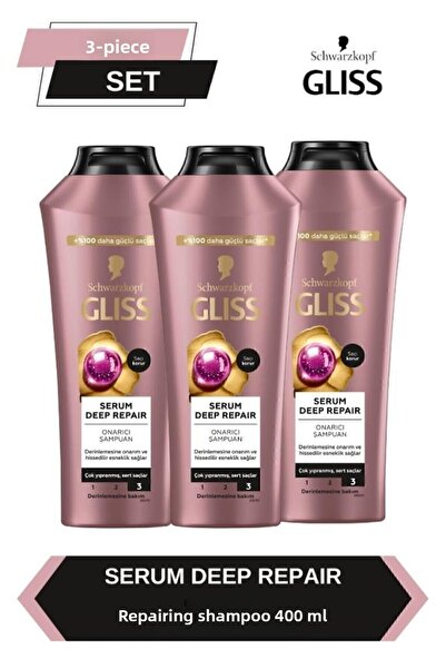 Gliss Deep Repair Serum Repair Shampoo - 400ml X 3 Pieces