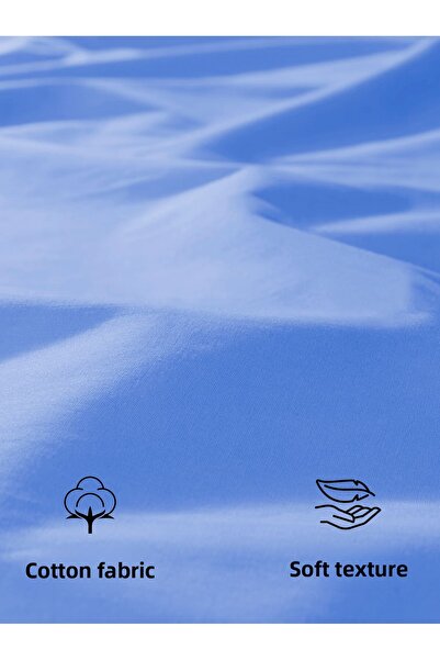 FAVORİST Blue King Size Elastic Sheet Set - 180x200, 2 Pillowcases