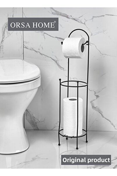 ORSA HOME 941 حامل ورق المرحاض الاحتياطي باللون الأسود