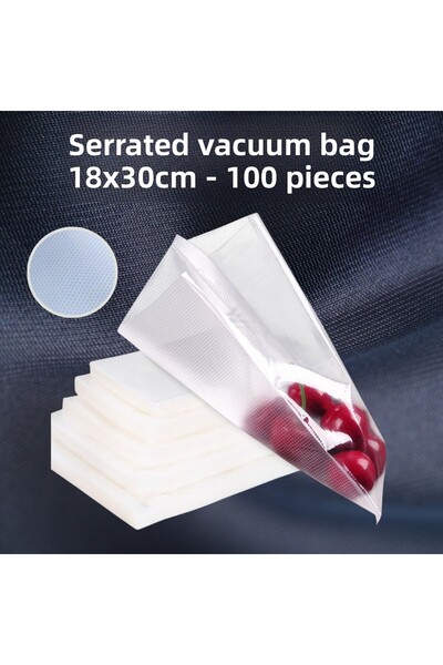 Vakur Serrated Vacuum Machine Bag - Bag - 18x30 Cm - 100 Pieces
