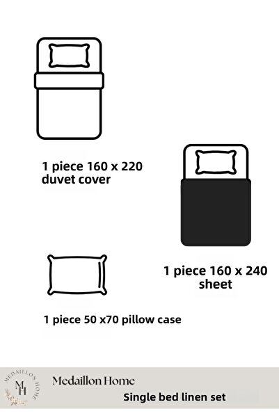 Medaillon Home Σετ Παπλωματοθήκη Μονό Μαλακό Καφέ 100% Βαμβάκι