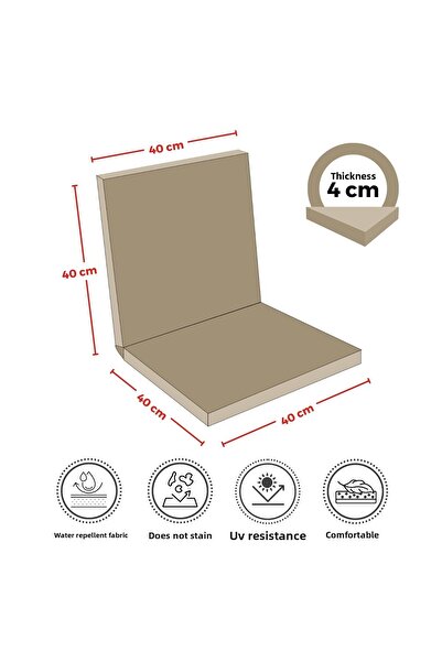 XPERMATE 6-Piece Backrest Chair Cushion Zippered 40x40 Backrest Chair Cushion Beige