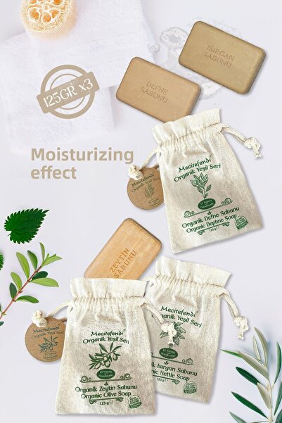 Mecitefendi Organic Green Series - Pure Laurel, Nettle and Olive Soap 125 Gr - Moisturizing Effect
