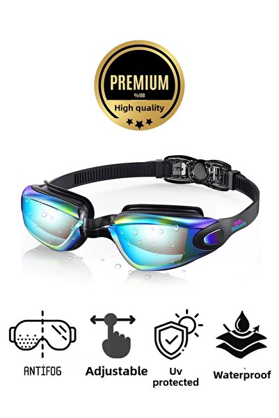 hediyecik نظارات سباحة للبالغين من الجنسين مع مرآة - مقاس قياسي - مقاومة للماء