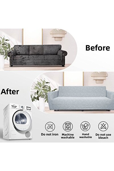 Faiend Jacquard Plain Pattern Lycra Flexible Washable Sofa Cover 3+2+1+1 Sofa Set Sofa Cover