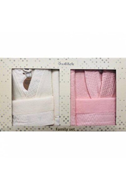 Özdilek كريم فيرا - طقم روب حمام عائلي وردي