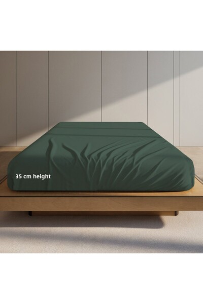 PureText | Purecomfort | 100% Cotton Double Elastic Fitted Sheet | 160X200Cm | 35 cm Height | Dark Green