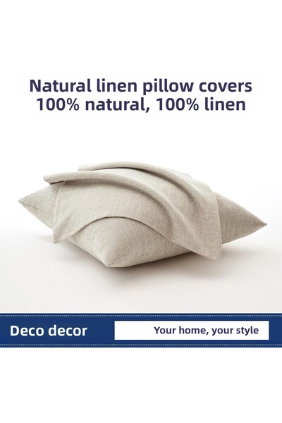 Deko Dekor 2 Τεμάχια 45x45 100% Φυσικό Ακατέργαστο Λινό Μαξιλαροθήκη