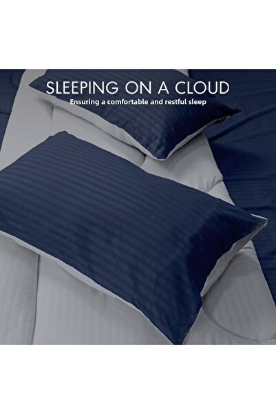 Hotel Linen Klub Stripe Reversible  Comforter Set- Ultra Soft  Microfiber Fabric, Soft Siliconized Fiber Filling