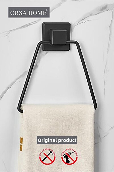 ORSA HOME 902 حامل مناشف مثلث لاصق مربع أسود