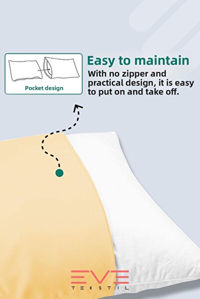 Eve Tekstil 2Pcs Ranforce Plain Cotton Antibacterial Washable Luxury Pillowcases 50X70Cm