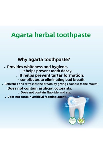 Agarta 3 Pieces Natural Fluoride-Free Plant Extract Toothpaste 100 ml