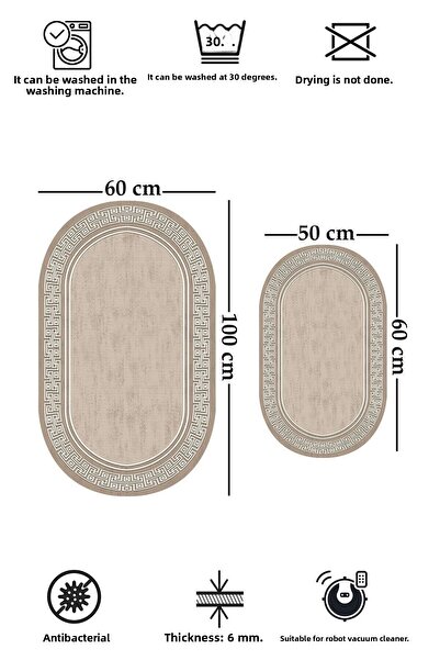 ALAADDİN CARPET Αντιολισθητική βάση που πλένεται σετ 2 60x100 50x60 Μοκέτα μπάνιου Σετ καθίσματος τουαλέτας