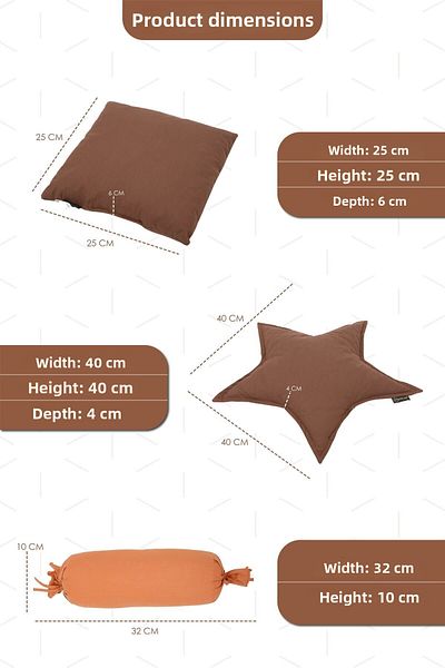 mordesign Set of 3 Star Candy Square Pillow, Decorative Pillow, Baby Room Decor, Newborn Photography Accessory