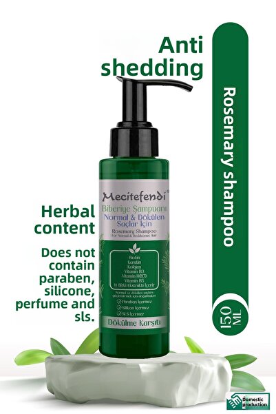 Mecitefendi 150ml Strengthening Rosemary Shampoo for Hair Loss and Damaged Hair - Biotin&Ceratin&Collagen