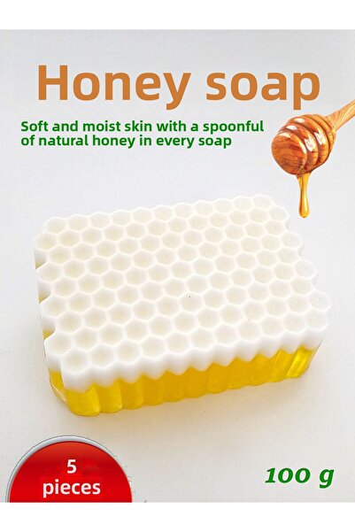 Petekoğlu 5 Pieces of Glazed Honeycomb Form Natural Herbal Soap with Real Pollen