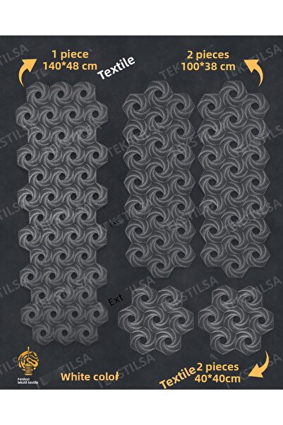 Tekstilsa طقم مفرش طاولة القهوة الجديد الفاخر من Runner - مهر فرنسي مزين بالد...