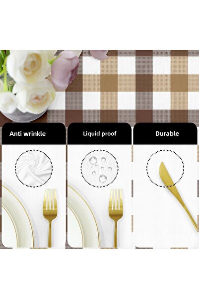 Evim Coffee Color Canvas Tablecloth - Liquid Proof and Stain Resistant
