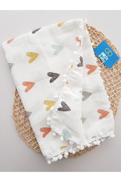 artıbebe بطانية بغطاء موسلين بطبقة مزدوجة على شكل قلب |   قماش موسلين قطن 100...